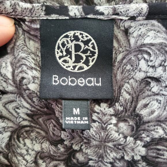 Bobeau Black & White Sheer Floral Pullover Top Size M - Picture 5 of 7